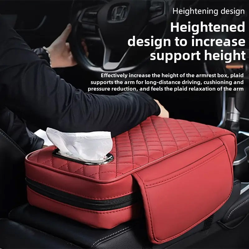Car Armrest Box Cushion, Car Center Console PU Leather Armrest Pad