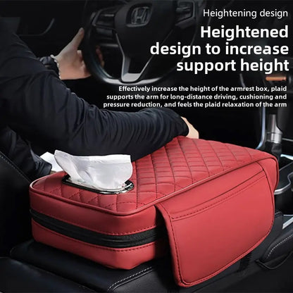 Car Armrest Box Cushion, Car Center Console PU Leather Armrest Pad