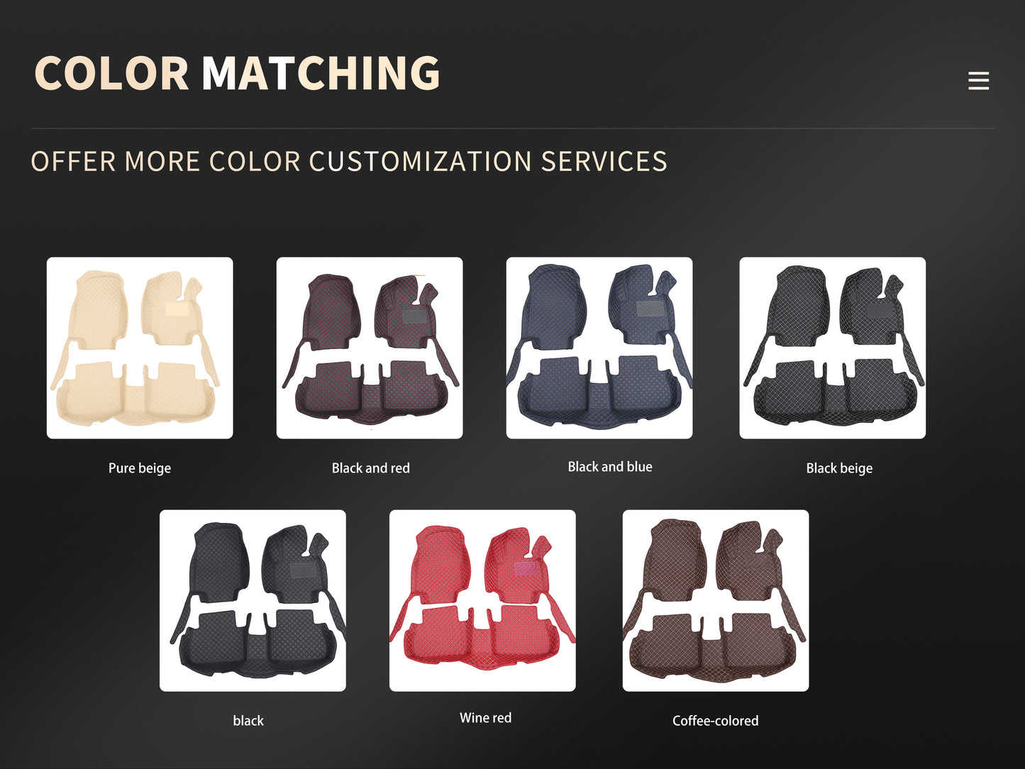 custom fit car floor mats-Variant Colors