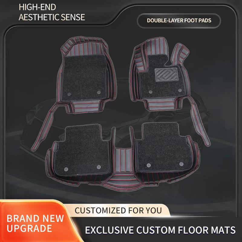 Handmade Custom Fit Nappa PU Leather Double Layers Floor Mats