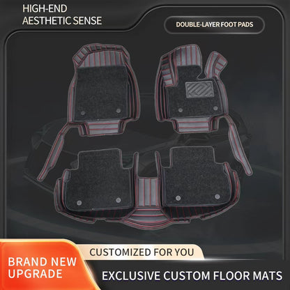 Handmade Custom Fit Nappa PU Leather Double Layers Floor Mats