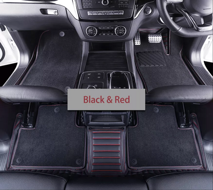 Handmade Custom Fit Nappa PU Leather Double Layers Floor Mats