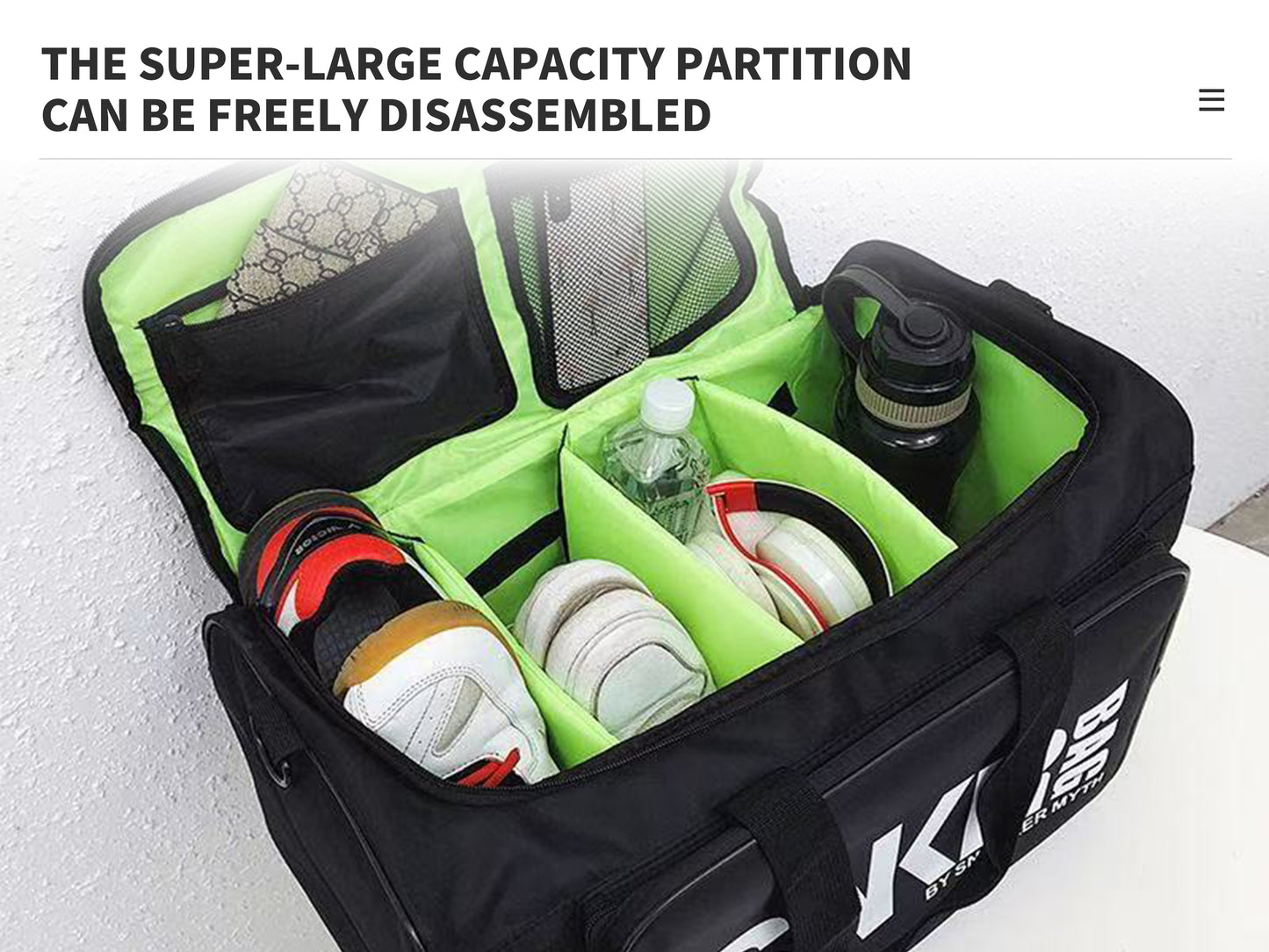 Large Capacity Partition Travel Bag | Detachable Compartment | Water-Resistant Sneaker & Weekend Duffel